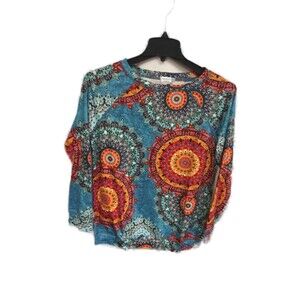 New Choice Casual Long-Sleeved Colorful Top Sz S